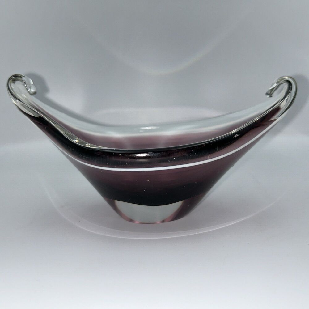 Paul Kedelv - Coquille Flygsfors Pink Purple Art Glass Bowl 1950s- 3 piece set - Picture 8 of 16